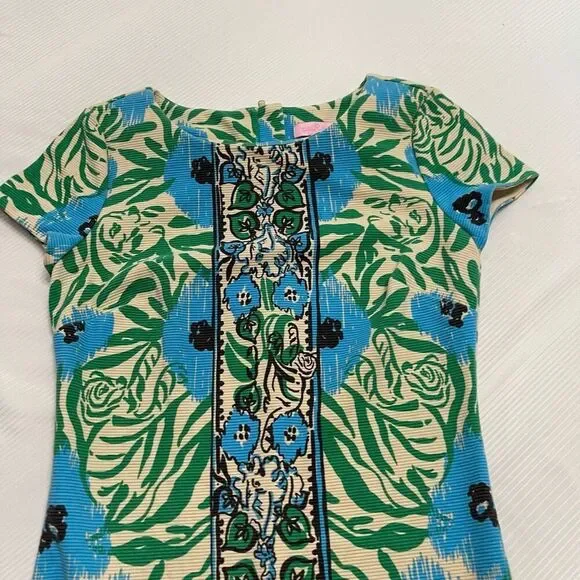 Lilly Pulitzer Layton Sea Oat Ikatty Ikat Engineered Print Shift Dress Size XS - Picture 2 of 7